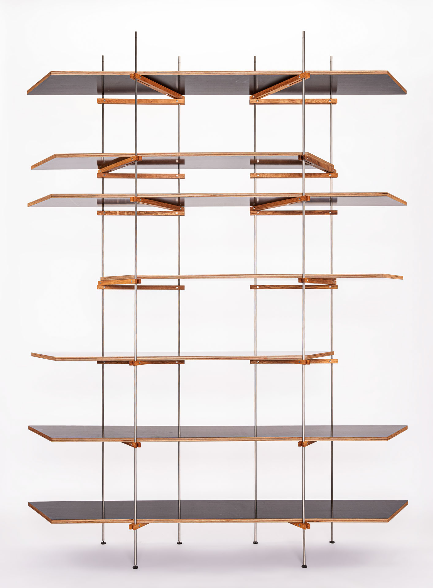 Versatile Shelfium shelving displaying a stylish bookshelf.