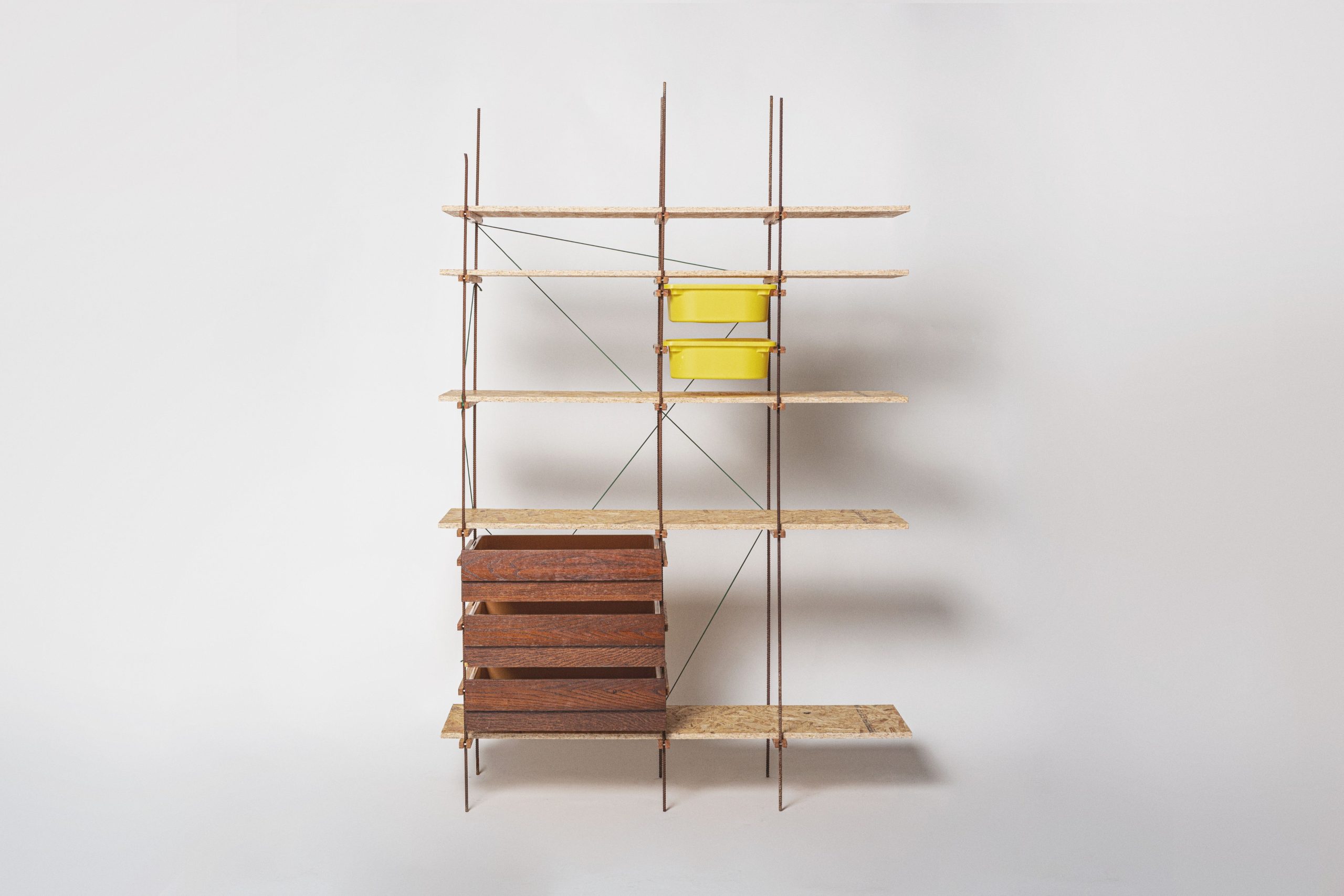 Sustainable Shelfium shelves organized in a compact design.